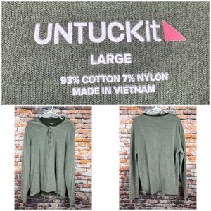 UNTUCKit Cascudo Regular Fit Henley Long Sleeve Sweater Green Large